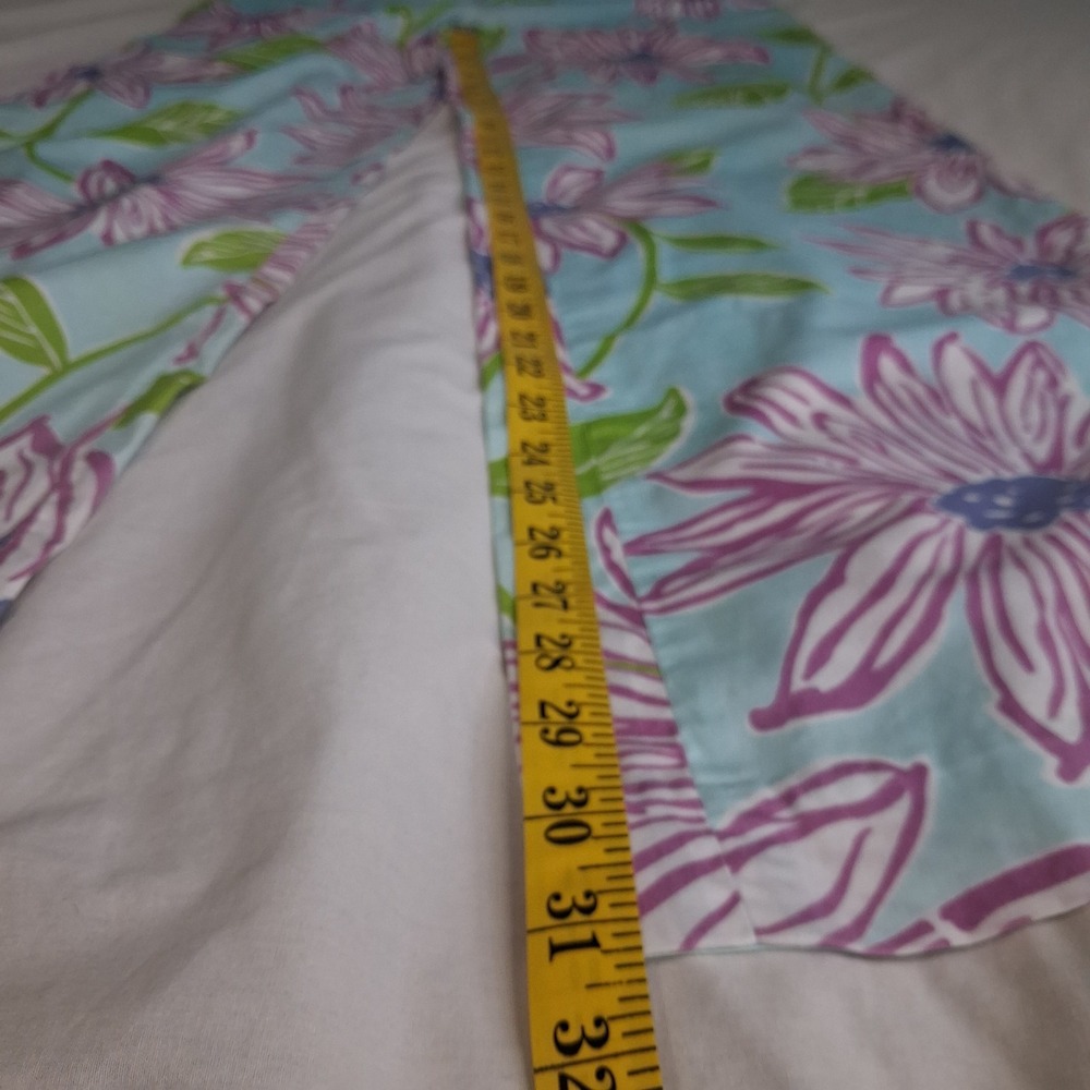 Lilly Pulitzer Floral Wide Leg Stretch Pants Blue Purple Green Tropical Resort 4 - Picture 6 of 16